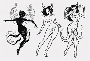 female dancing with the devil delicate tattoo idea