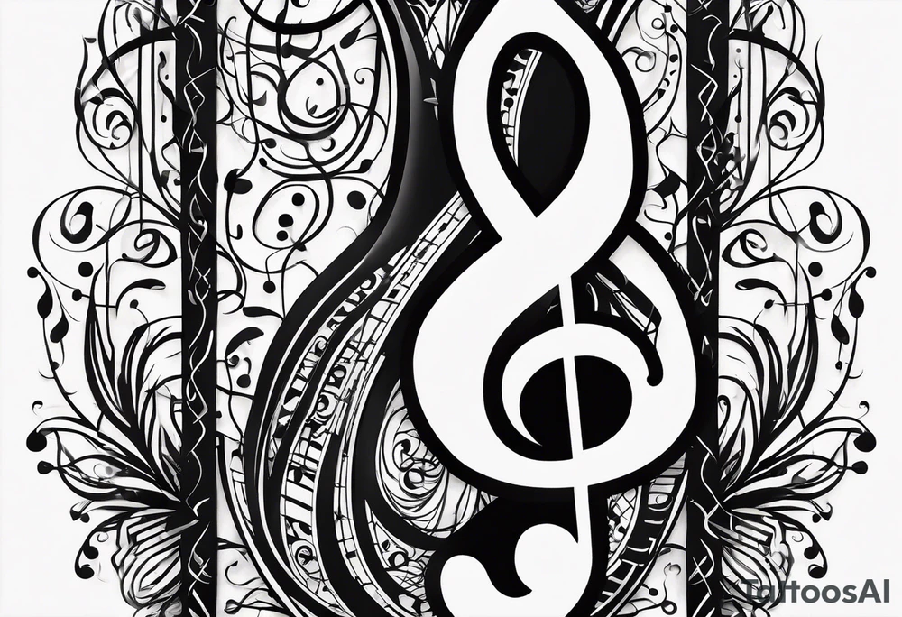 Simple minimalist tattoo in the style of single needle art depicting musical notes in the letters “l” and “r” tattoo idea