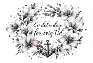 «En del av deg for evig tid
Pappa 20.12.24» Surrounded by long gladiolus, hearts, notes and an anchor.
Make it small tattoo idea