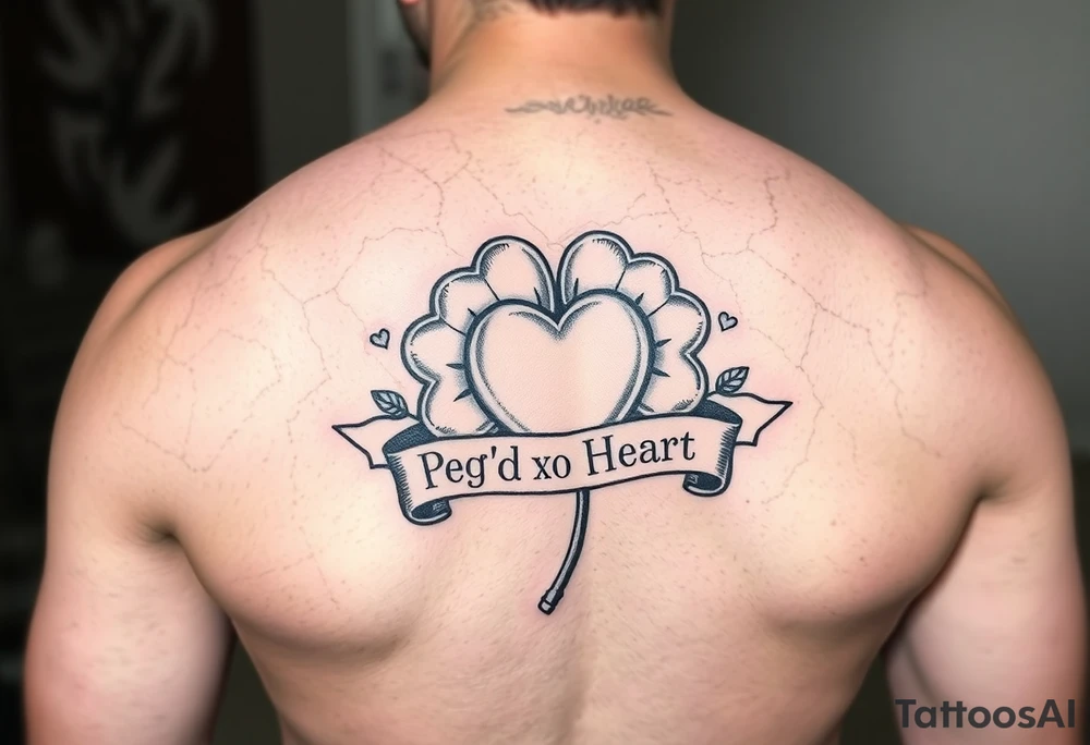 Shamrock patch with a heart and a banner that says " Peg 'o My Heart " tattoo idea