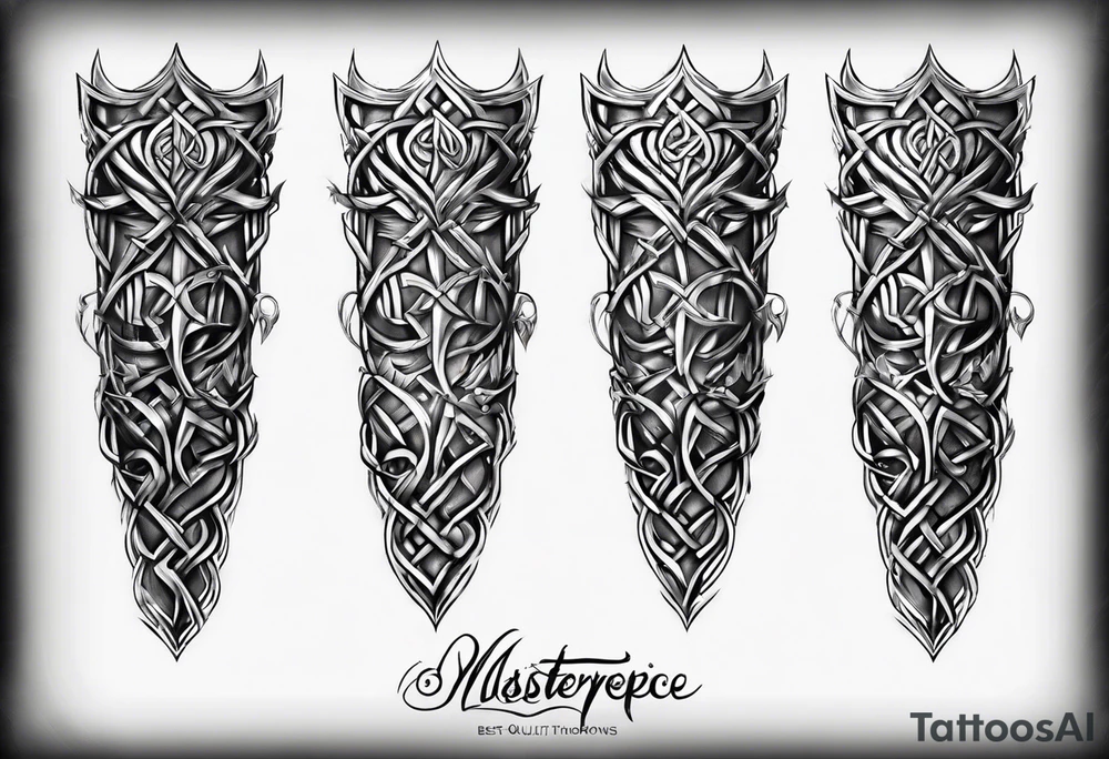 bracers armor written words celtic thorns tattoo idea