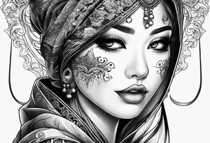 Fire covered face tattoo idea