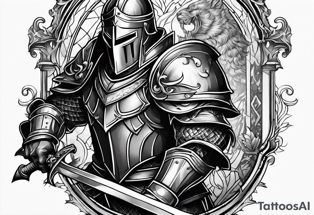muscular knight tattoo idea