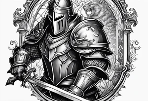 muscular knight tattoo idea