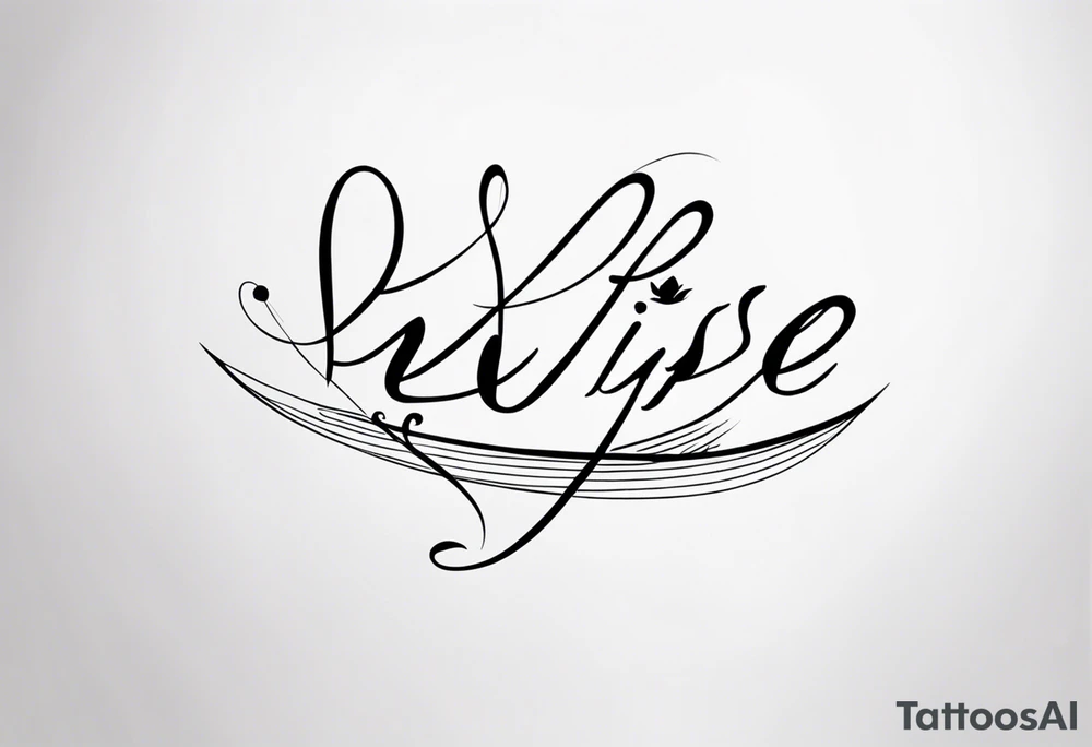 the words 
"kiss of life" in cursive all in one line tattoo idea