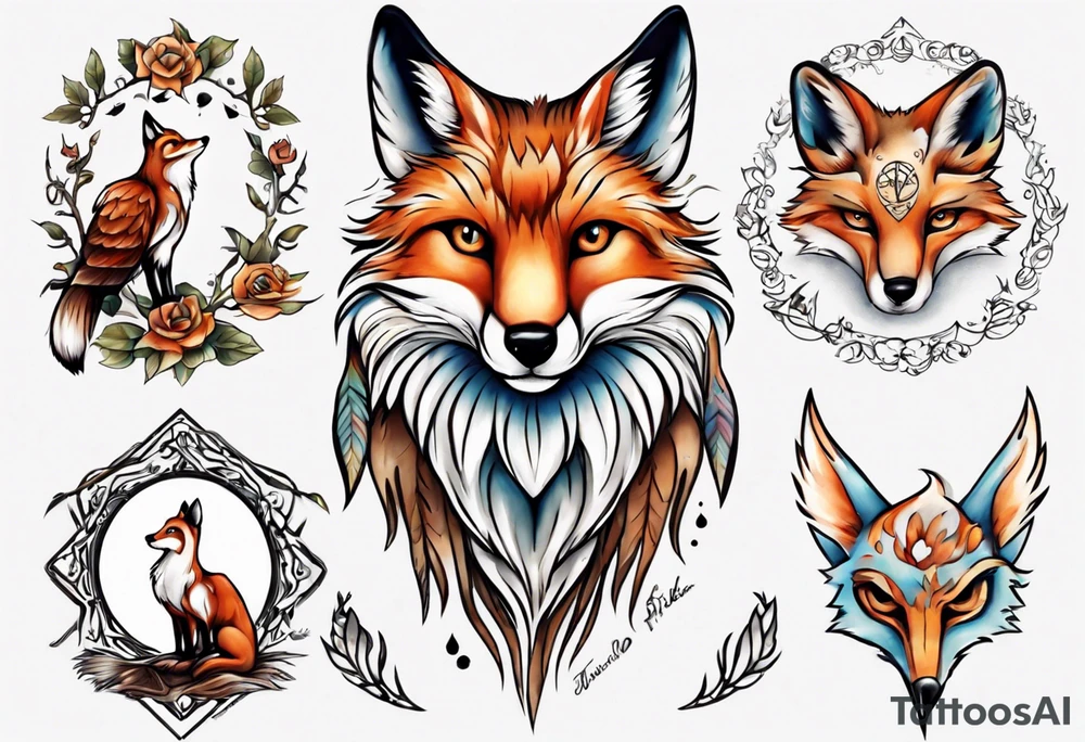 ein Tier aus Fuchs und Eule tattoo idea