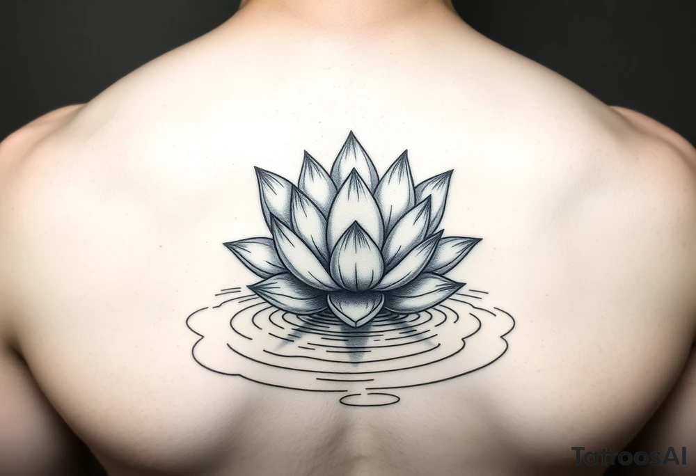 serene lotus flower emerging from sacred waters with ripples tattoo idea