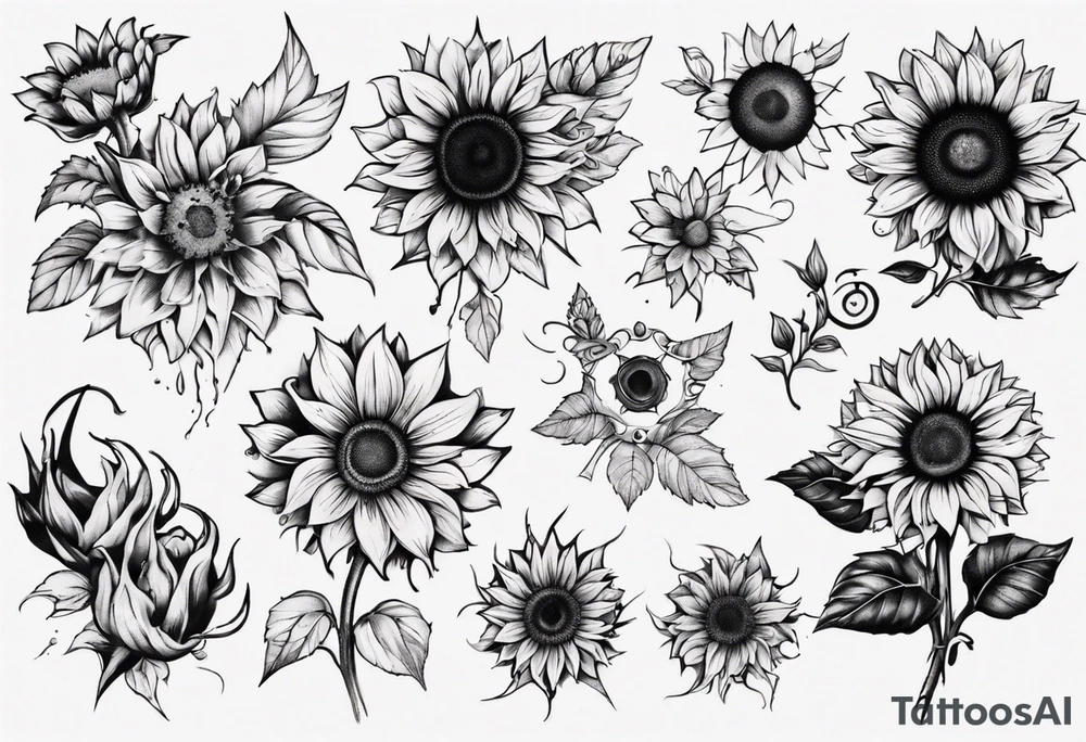 combining E and H with a sunflower tattoo idea