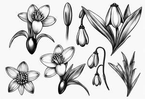 Snowdrop and jewels tattoo idea