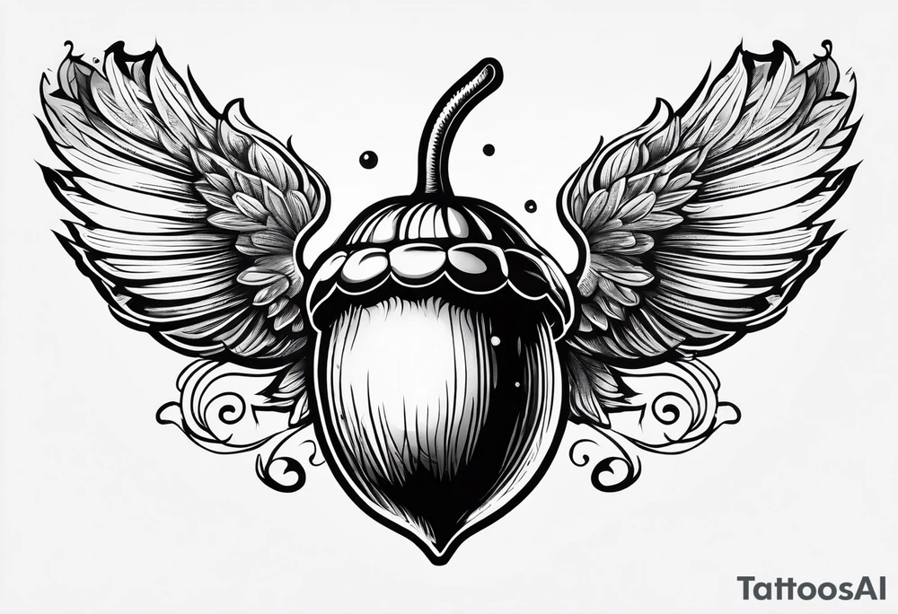 Flying acorn tattoo idea