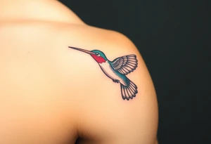 hummingbird with wings made of hieroglyphic symbols(only red , blue and black are possible colors) tattoo idea