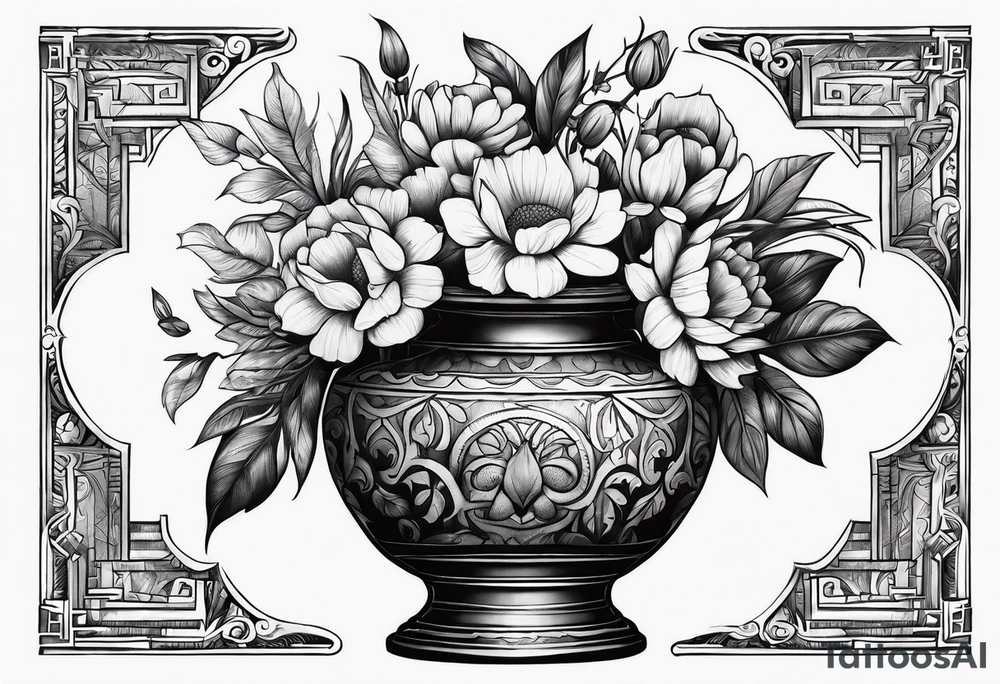 tattoo drawing ancient flower vase tattoo idea