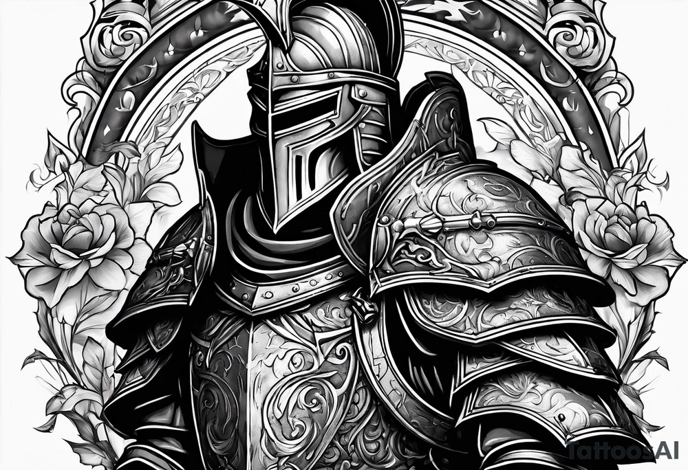 knight with heavy armor with less detail tattoo idea