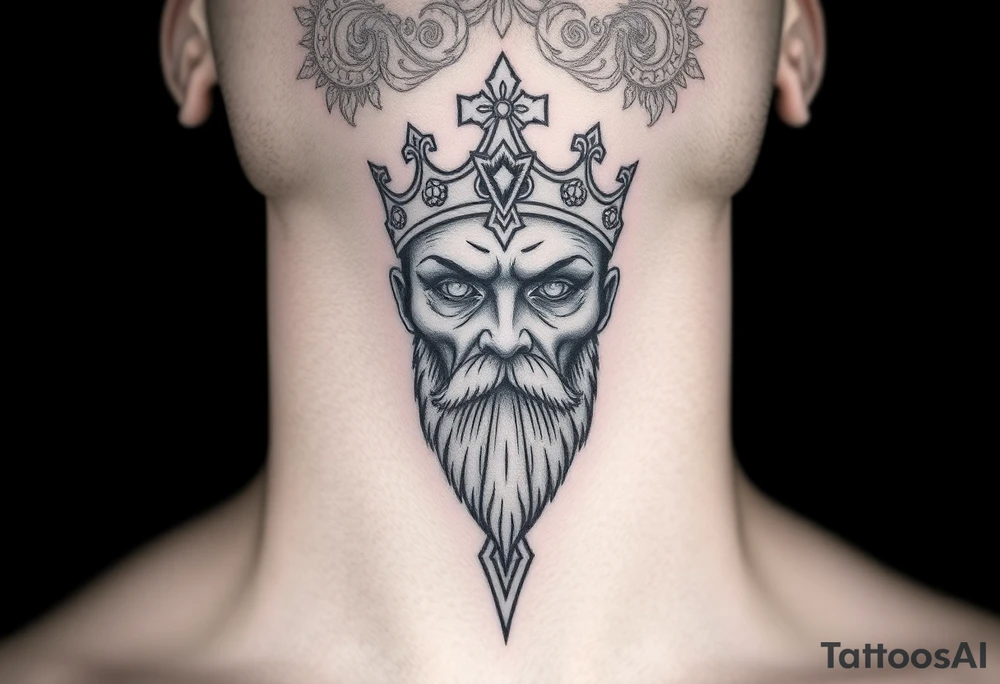 patriarch kiril head on the front of neck but in a way where it wont age poorly tattoo idea