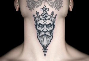 patriarch kiril head on the front of neck but in a way where it wont age poorly tattoo idea