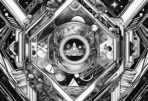 Full right leg, space themed, dark tattoo idea