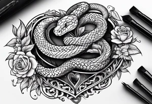 snake around a heart tattoo idea