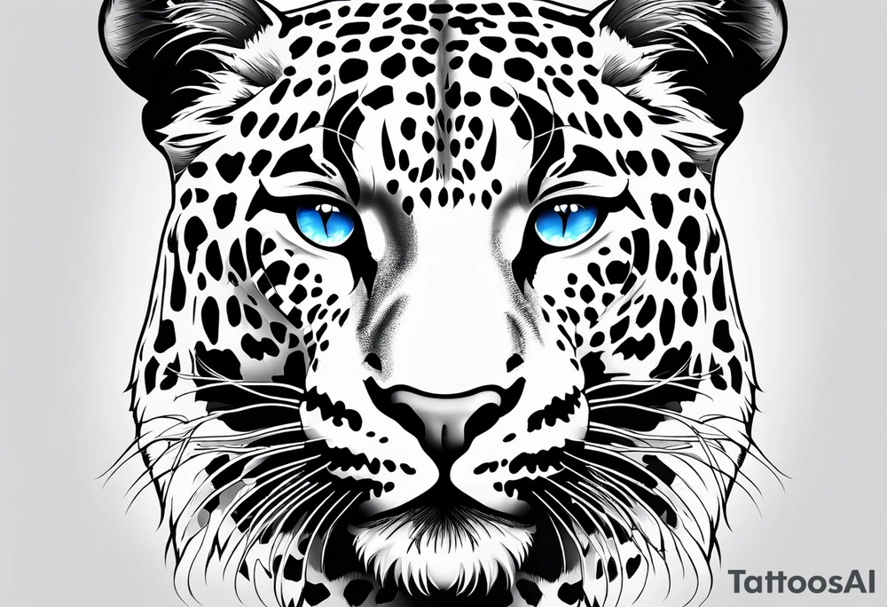 you leopard with blue eyes tattoo idea
