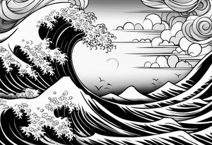 waves and clouds tattoo idea