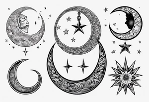 crescent moon with shading masculine tattoo tattoo idea