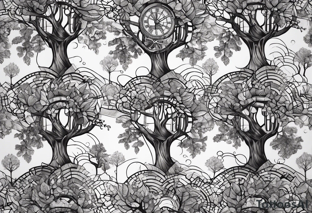 Steampunk trees tattoo idea