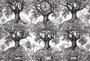 Steampunk trees tattoo idea