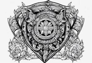 an outline of a spear and shield tattoo idea