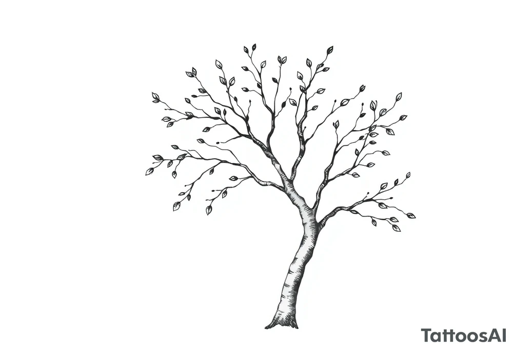 birch tree with missing leaves tattoo idea