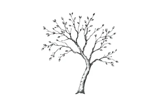 birch tree with missing leaves tattoo idea