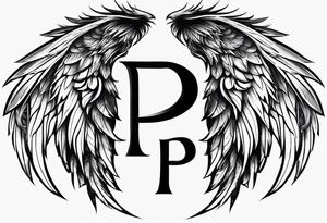 Letter P with angle wings , small size for hip tattoo idea