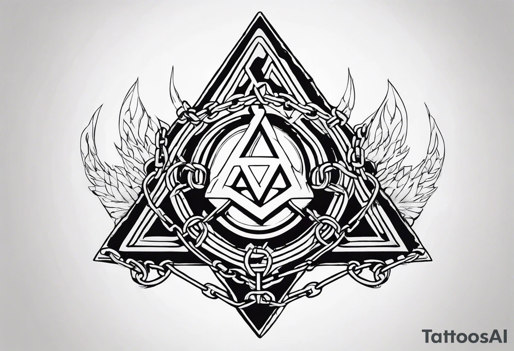 Valhalla sword shield axe barbed wire chains valknut tattoo idea