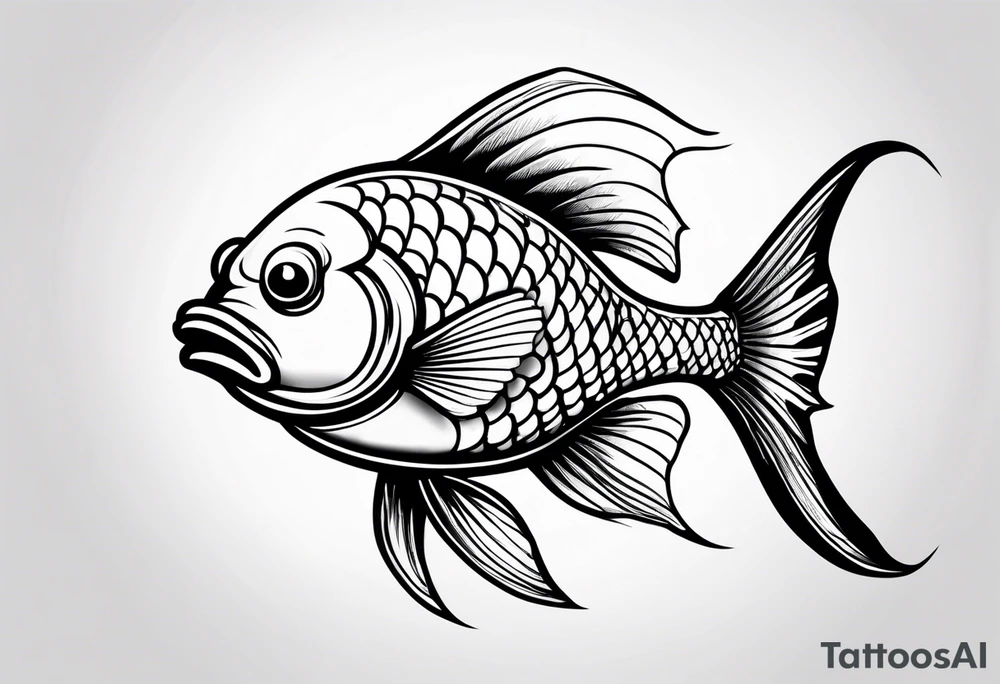 Mean looking cartoon fish tattoo idea