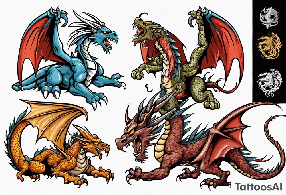 battle griffin fighting a dragon tattoo idea