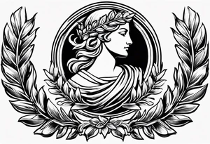 athena shield with a laurel wreath around tattoo idea