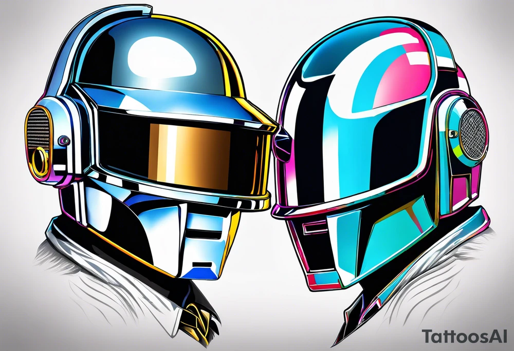 The two Daft Punk masks side by side tattoo idea