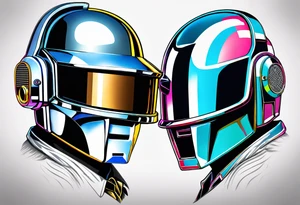The two Daft Punk masks side by side tattoo idea