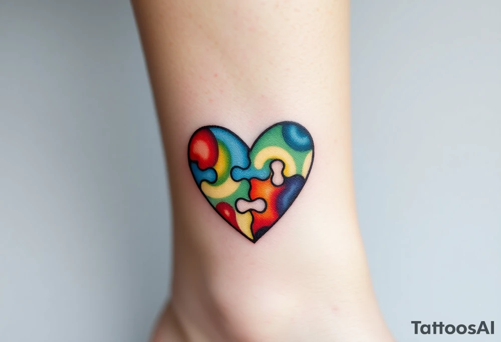 autism heart puzzle shape symbol tattoo idea