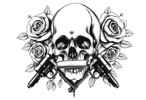 skull,roses,cigar,crossed guns, tattoo idea