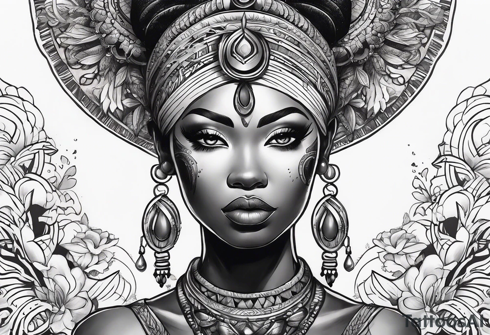 African goddess Japanese traditional style full sleeve tattoo tattoo idea