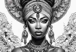 African goddess Japanese traditional style full sleeve tattoo tattoo idea