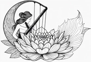 harpe en feuille de lotus tattoo idea