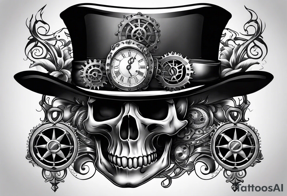 Steampunk skull,  and hour glass tattoo idea