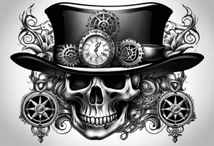 Steampunk skull,  and hour glass tattoo idea