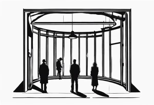 2 black shadows of people standing over 2 dead siloets tattoo idea