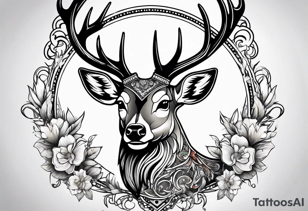 tattoo depicting a deer with a bird's beak. tattoo idea