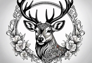 tattoo depicting a deer with a bird's beak. tattoo idea