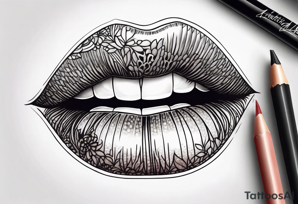 Sexy female lips tattoo idea