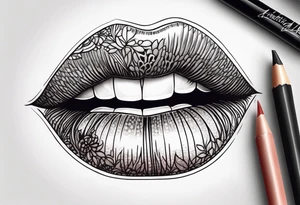 Sexy female lips tattoo idea