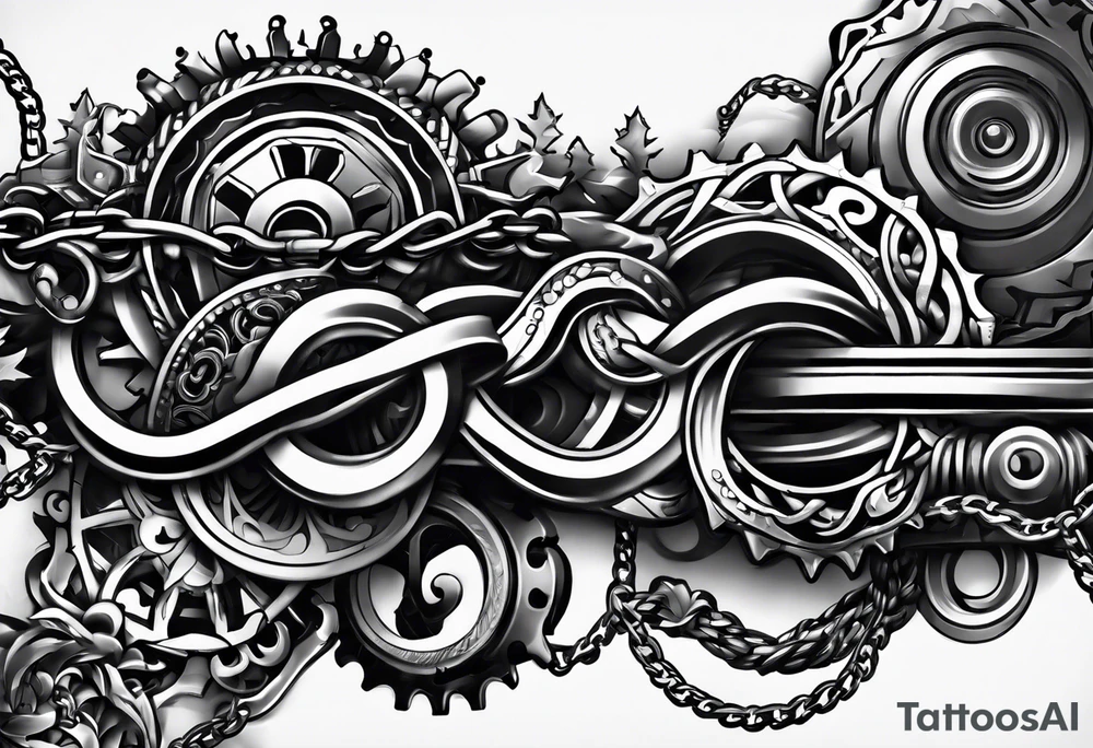thick bike chain wrist tattoo idea