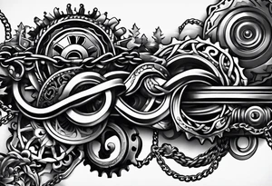 thick bike chain wrist tattoo idea